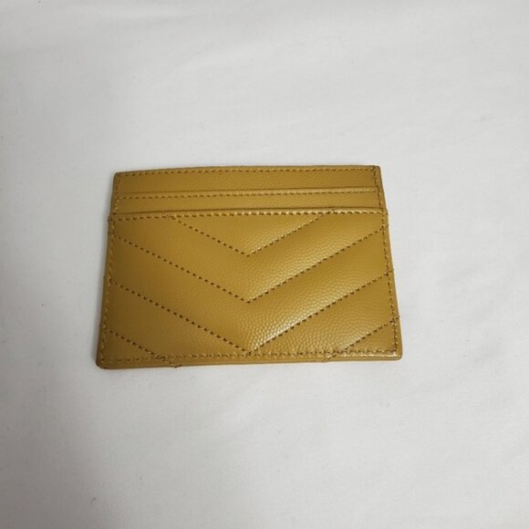 Auth Saint Laurent YSL Monogram Quilted Card Holder Yellow - Picture 2 of 7
